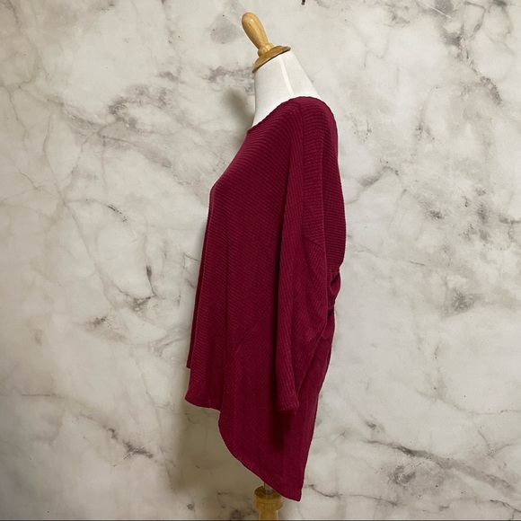1.STATE Deep Rouge Knot Back Waffle Knit Top - Picture 8 of 11